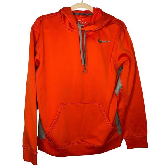 Nike Therma-Fit Hoodie Men's Size Medium Orange Hooded Sweatshirt - Picture 1 of 6